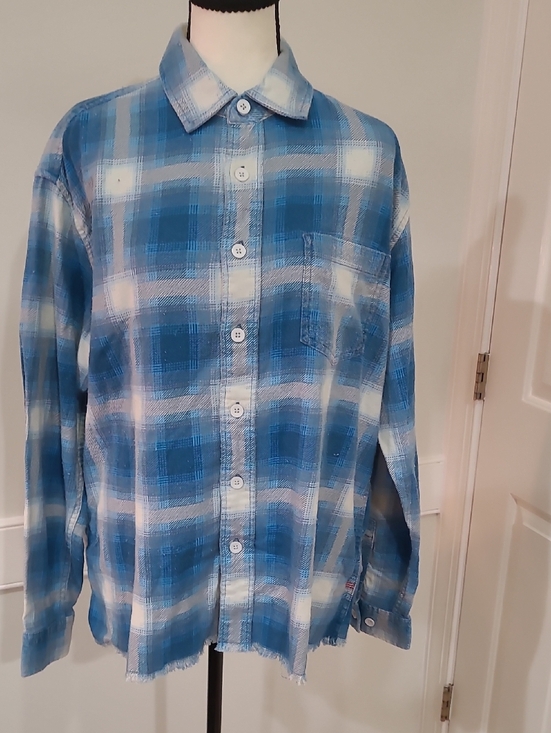 BDG Tops - Urban Oufitter BDG Blue Vintage Plaid Button-Up Shirt - S-P